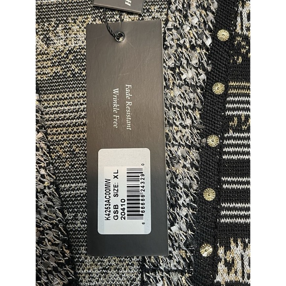NWT Misook Women's Black Gold Silver Metallic Geometric Long Knit Cardigan XL - Picture 4 of 12